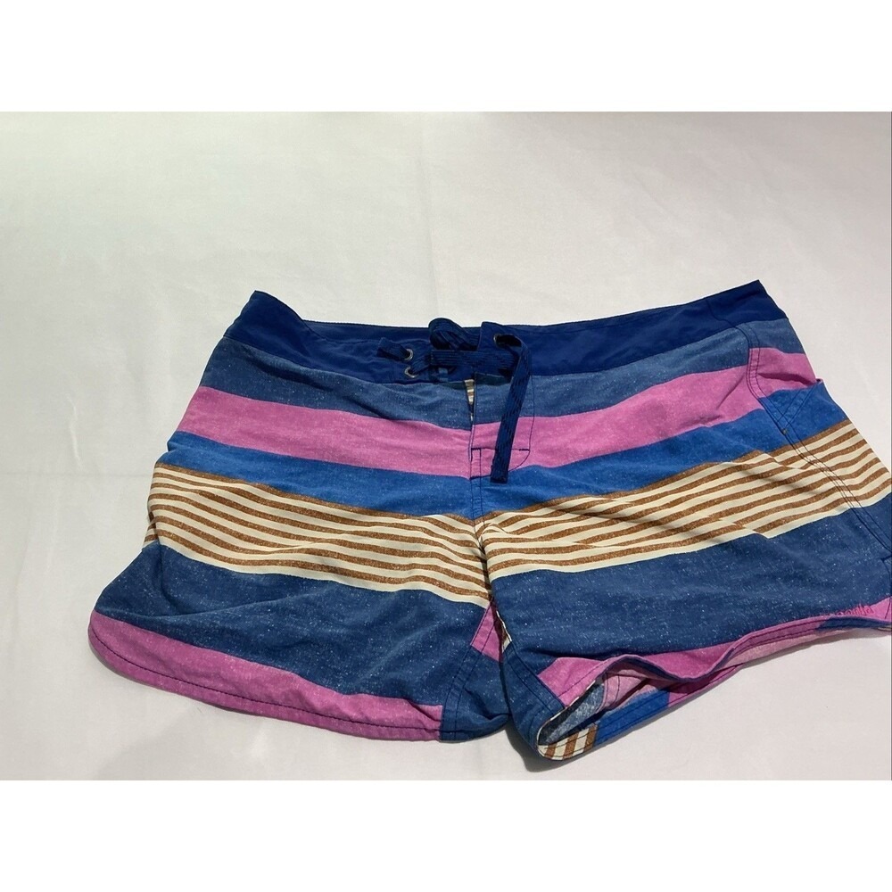 Patagonia Wavefarer Board Shorts Womens 8 Blue Fitz Stripe Swim Surf